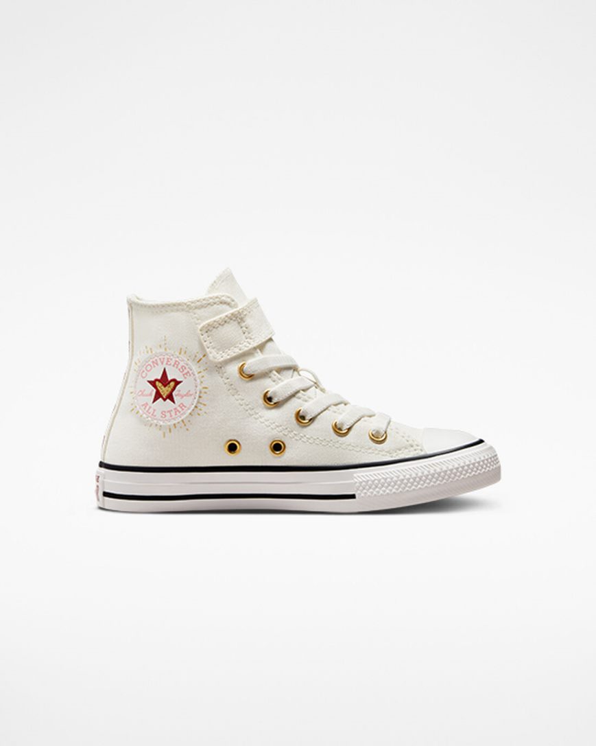 Dívčí Boty Vysoké Converse Chuck Taylor All Star Easy-On Hearts Bílé Tmavě Červené | CZ WURG13